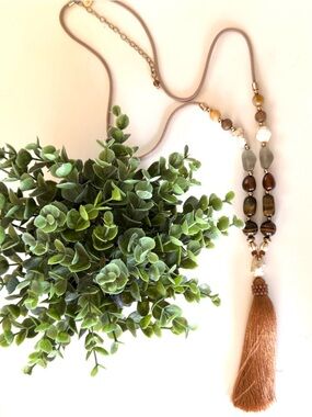 Beaded Long Tassel Necklace - Chico's Zen statement